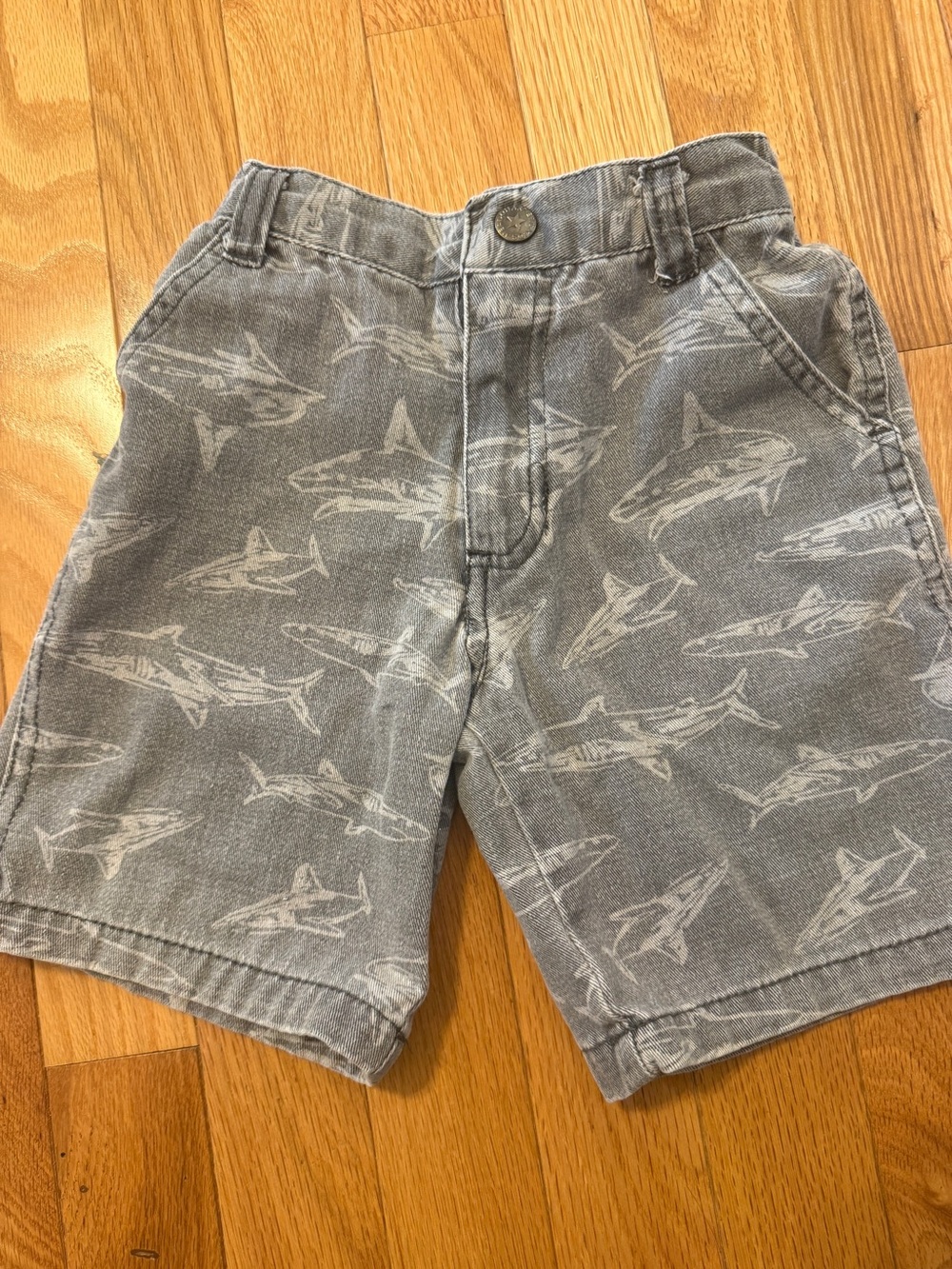 Kids Shark-Print Shorts - Gray